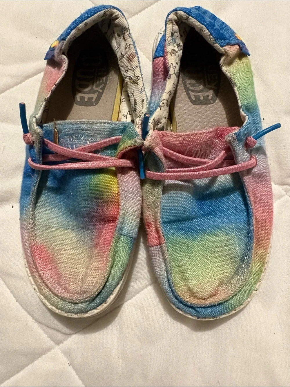 Hey Dude Kids Multicolor Tie-Dye Slip-On Sneakers with Pink Laces
